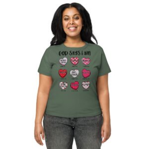 God Says I Am Women’s high-waisted t-shirt